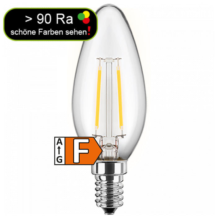 LED-E14 4,5W=40W 470lm CRI>90 Kerze Fil