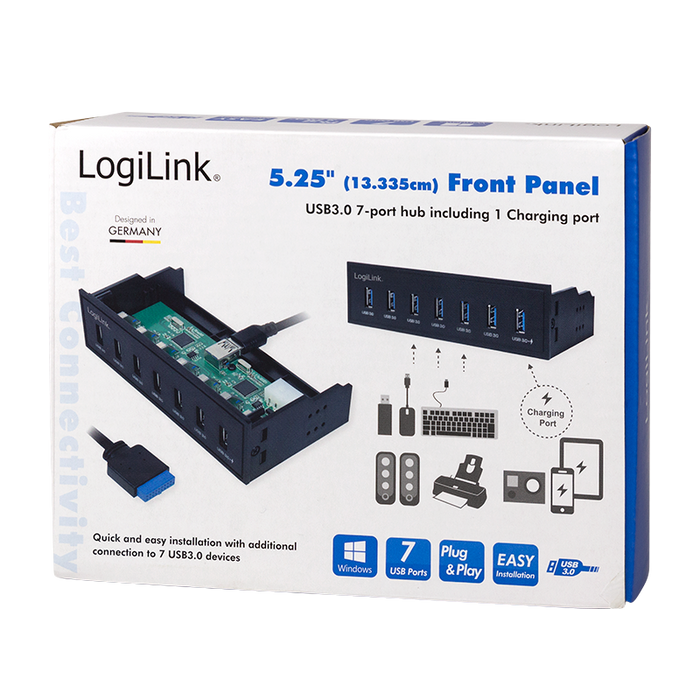 Frontpanel USB 3.0 Hub 7-port LogiLink